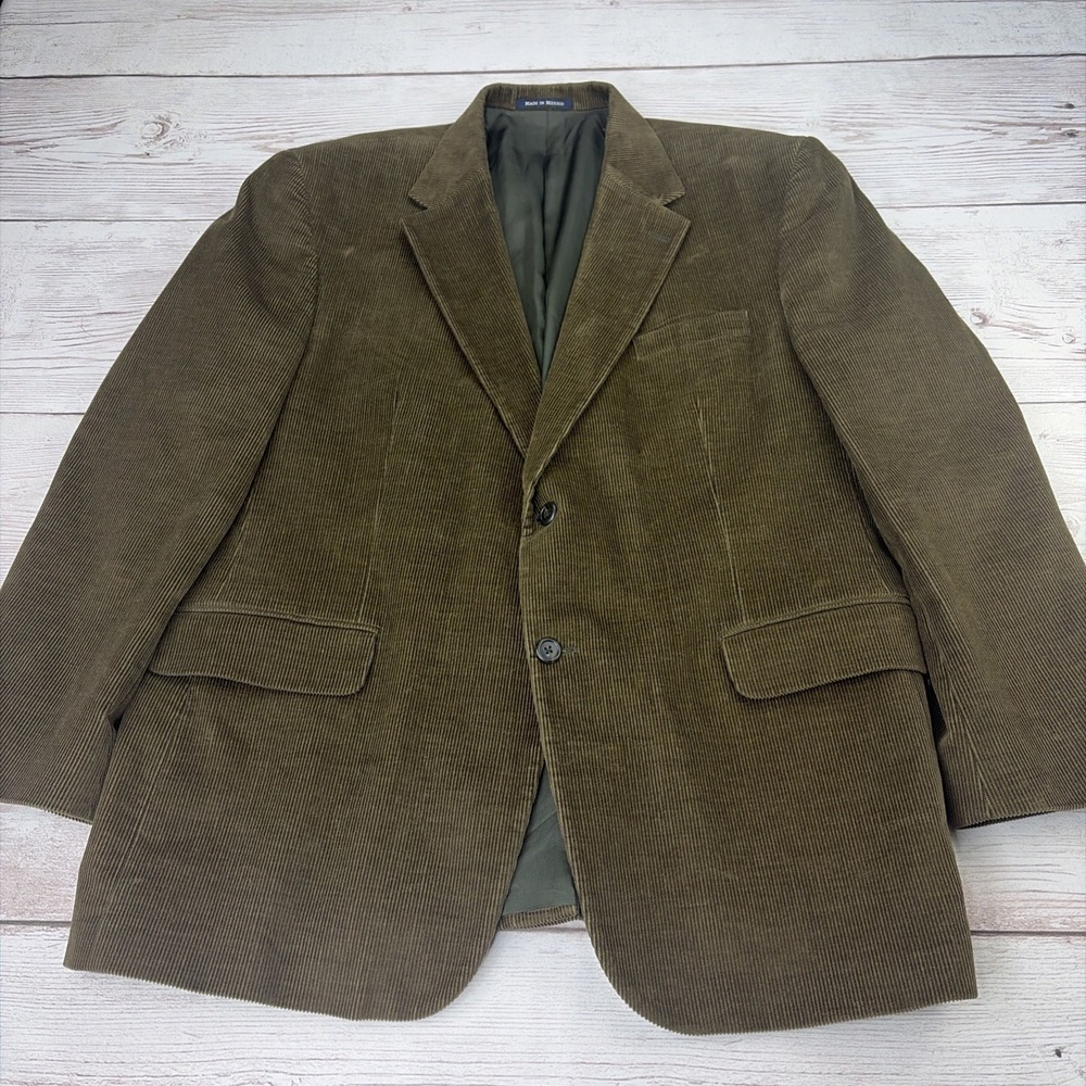 Lands' End Sport Coat Men's 46R Brown Corduroy Traditional Fit 2 Button